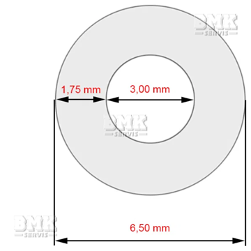 Obrázek Hadice D06,5xD3,00x255mm, neprůhledná tkanina, ver